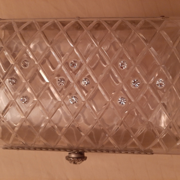 Vintage 1950s Lucite Clear with Rhinestones Clutch Purse - Picture 3 of 6
